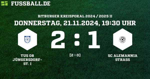 TuS 08 Jüngersdorf-St. I - SC Alemannia Straß Ergebnis: Kreispokal - Herren - 21.11.2024 - 1